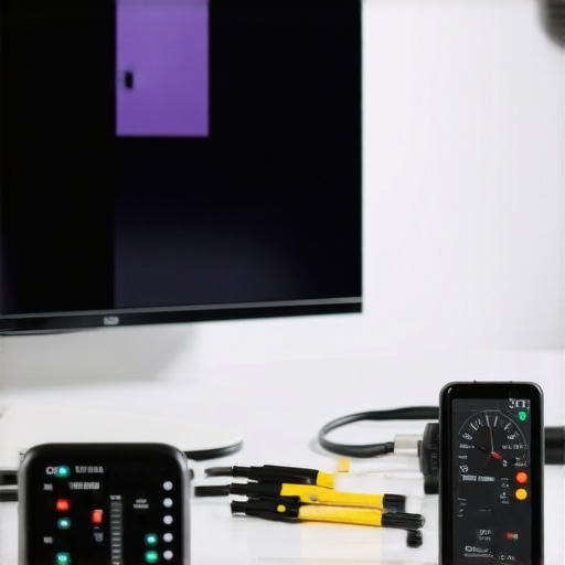 Professional calibration process of OLED TV with tools in a dark room
