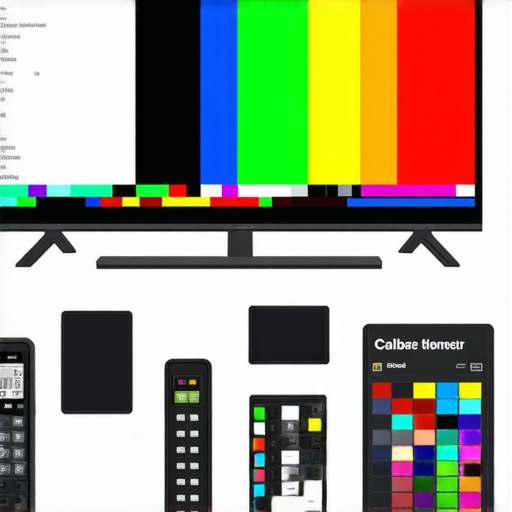 Calibration tools and OLED TV being calibrated for color accuracy