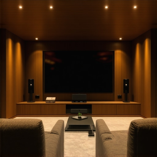 A modern home theater with a professionally calibrated PHOLED TV displaying vibrant HDR content.