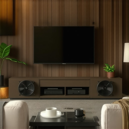 Living room with OLED TV and cooling setup